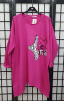 Adila Italian Pointy Side Sequin Star And Pocket Detail  cotton Tunic (14 to 24)