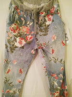 Aileea pretty denim floral trousers one Size 12 to 18