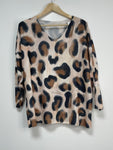 Adiea  Animal Print soft knited style v neck kinited style top.