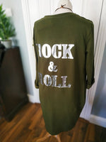 Ameara necklace pocket tunic with Rock and Roll Logo on the back (one size 12 to 16) Reduced from25 to 16 Euros.