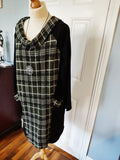 Ava cotton mix tartan cowl neck plain button back  cotton/polyester mix necklace dress. (One size 14 to 20)