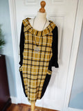 Ava cotton mix tartan cowl neck plain button back  cotton/polyester mix necklace dress. (One size 14 to 20)