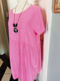 Adeera striped cotton tunic/dress with necklace ( shift dress). One size 14  to 16 /small 18)