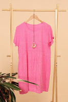 Adeera striped cotton tunic/dress with necklace ( shift dress). One size 14  to 16 /small 18)