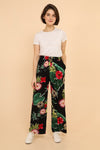 Adecyn Palazzo stunning wider leg viscose trousers Black floral (One size 14 to 22)