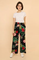 Adecyn Palazzo stunning wider leg viscose trousers Navy floral (One size 14 to 22)