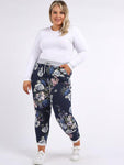 Ailaa pretty navy floral jogger/trousers (one size16 to 20 /20) Navy Back in again!