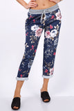 Aileea pretty Dark navy floral trousers one Size 10 to 12