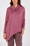 Avery cowl (raspberry) neck melange pattern asymmetric necklace top ( one size 14 to 22/24).