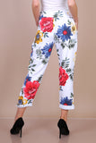 Adley white/cream floral jogger/Italian style trousers (BACK IN STOCK) One size 12 to 16