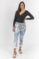 Aileea pretty denim floral trousers one Size 12 to 18