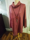 Avery cowl (raspberry) neck melange pattern asymmetric necklace top ( one size 14 to 22/24).