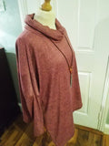 Avery cowl (raspberry) neck melange pattern asymmetric necklace top ( one size 14 to 22/24).