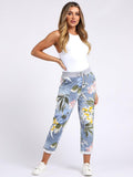 Aleese2 Made In Italy Floral Print Classy Cotton Joggers (One size 16 to 20) back in stock