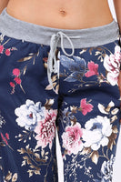 Aileea pretty Dark navy floral trousers one Size 10 to 12