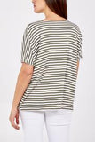 Abira nautical stripes V neck tea shirt  with silver thread edging. ( one size 16 to 24).