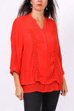 Aislinn lace affect blouse with 2 x layers of material polyester. (size 14 to 16)