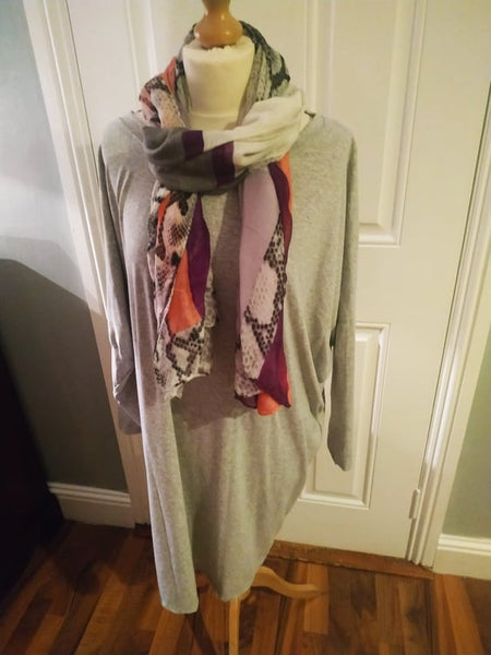 Abba plus size plain tunic with poppy scarf.  (Plus size 26 to 28)